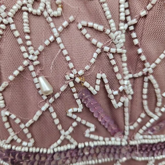 Adrianna Papell Mauve-white beaded dress 20W - Picture 7 of 10